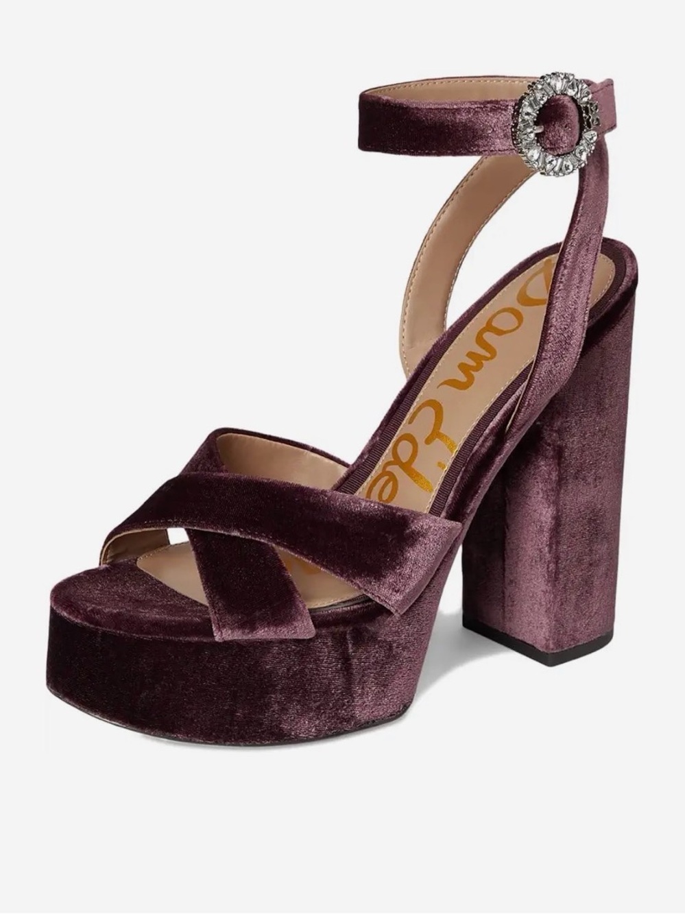 Sam Edelman velvet platform heels Savannahglow Strappy Sandals Parisian Plum 7.5